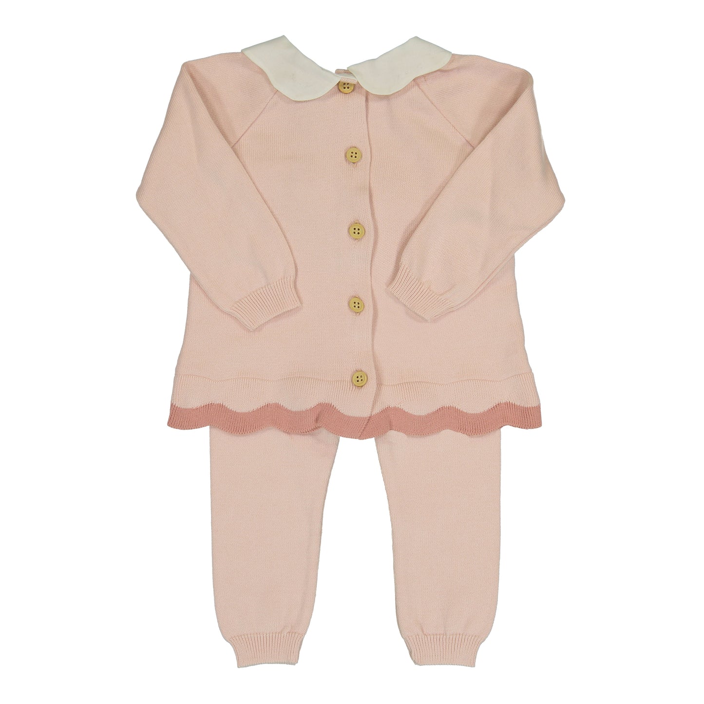 Scalloped Contrast Trim Knit Set