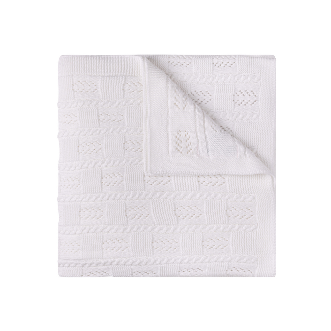 Cable Pointelle Knit Blanket
