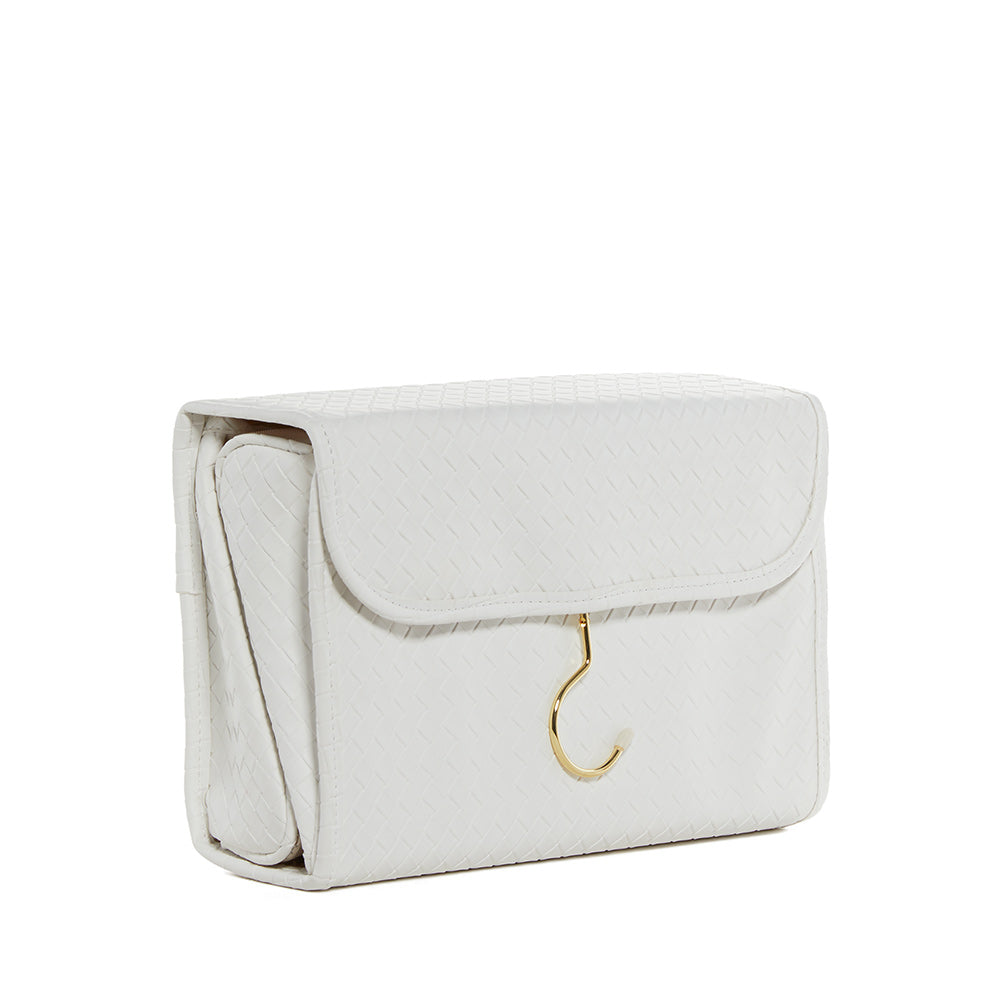 LUXE Hanging Toiletry case - WOVEN BRIDAL WHITE