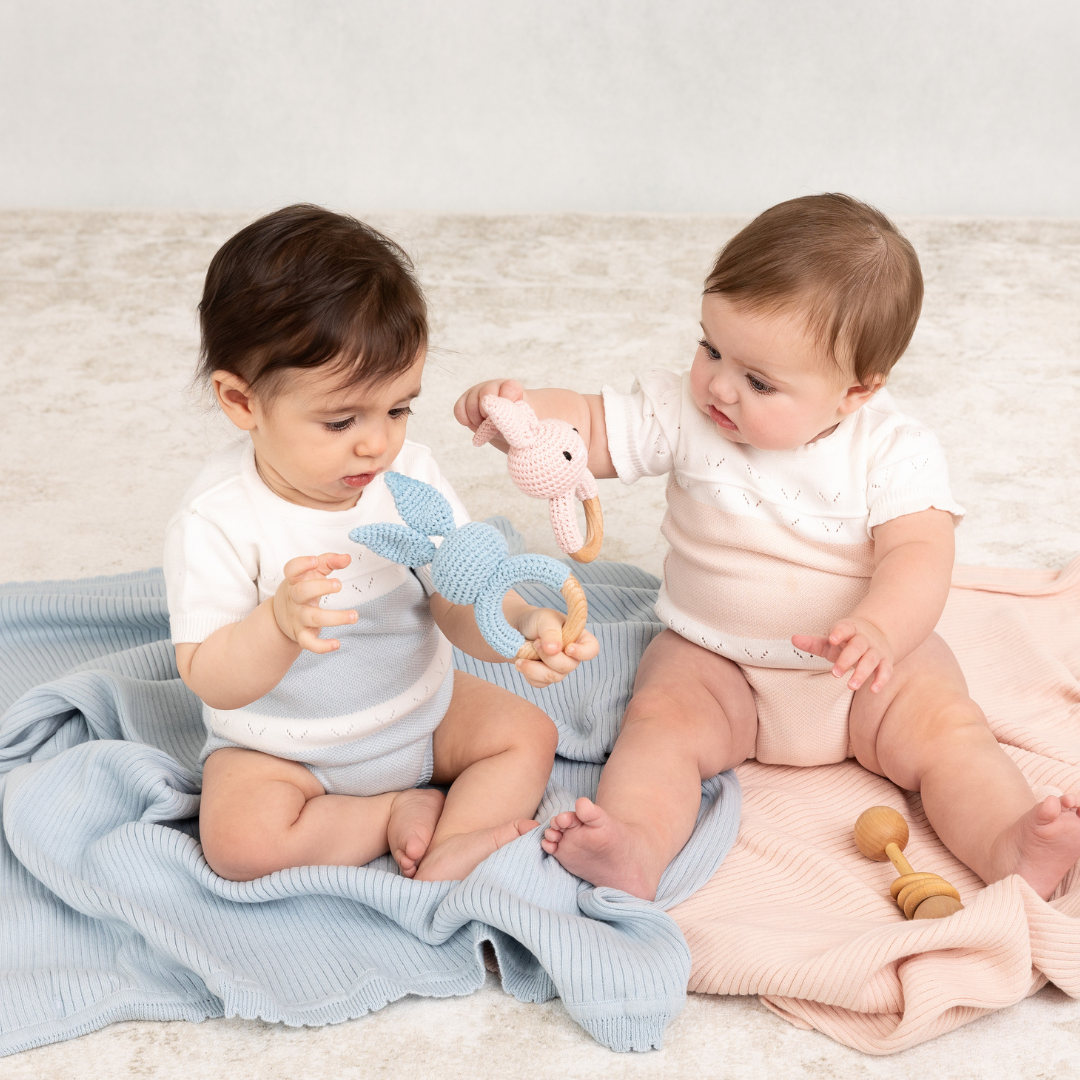 Boys Pointelle Contrast Knit Romper