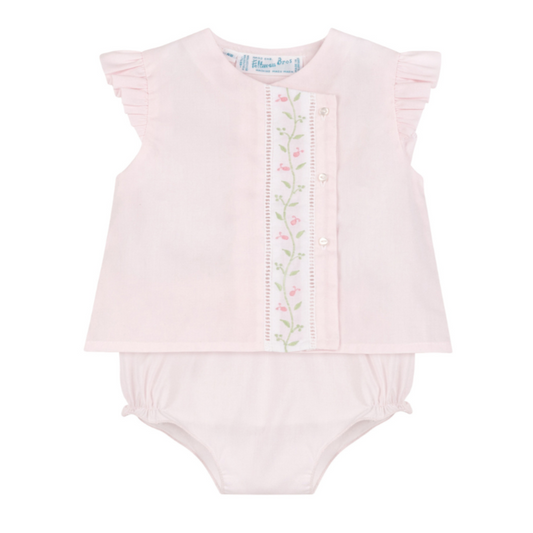 Pink Floral Vine Diaper Set