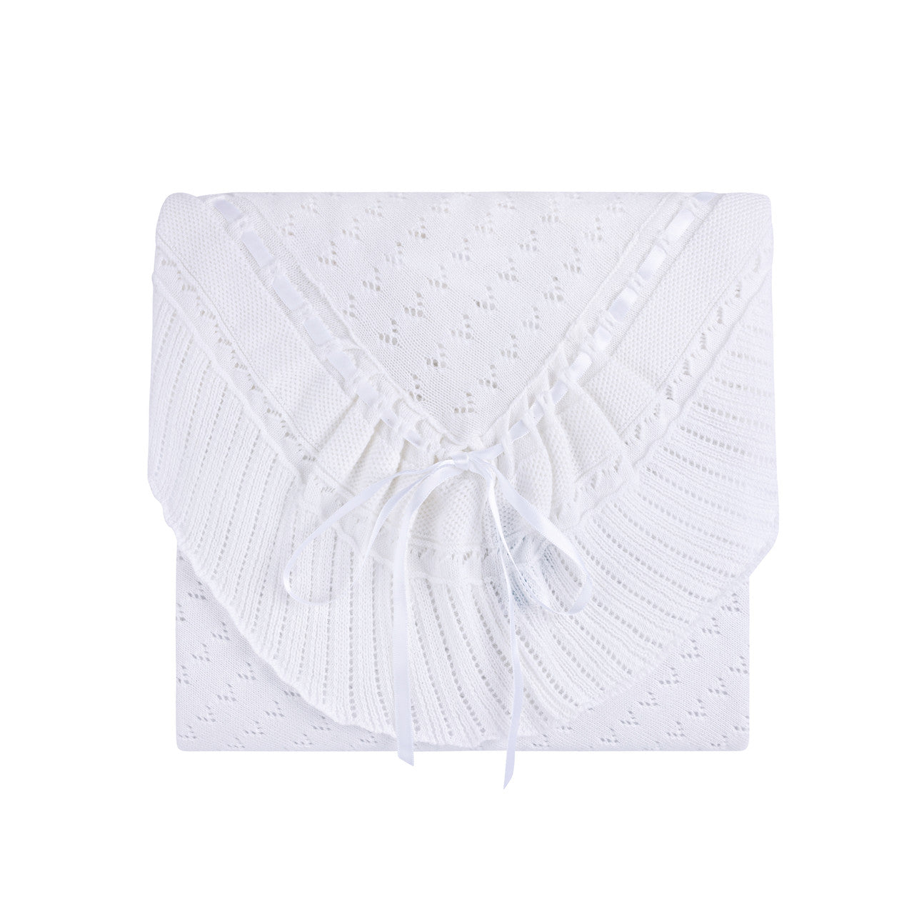 Pointelle Knit Ruffle Blanket
