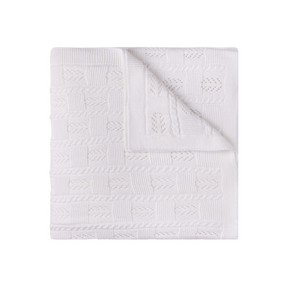 Cable Pointelle Knit Blanket