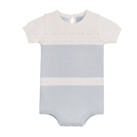 Boys Pointelle Contrast Knit Romper