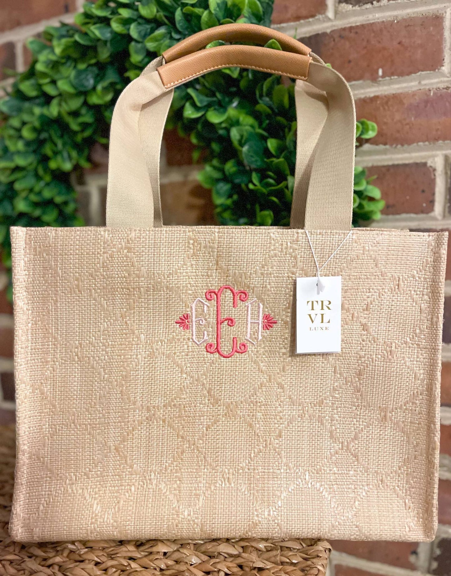 LUXE BALI STRAW TOTE - OASIS CANE SAND