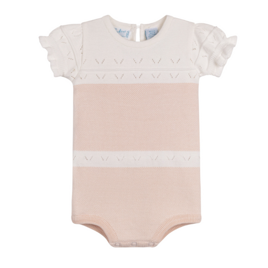 Girls Pointelle Contrast Knit Romper