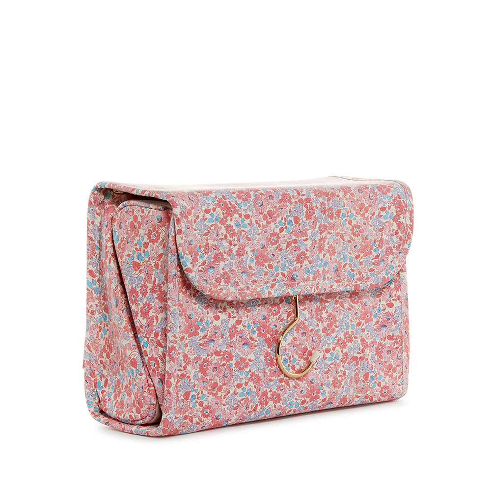 LUXE Hanging Toiletry Case MARSEILLE with Pink Pinstripe Liner