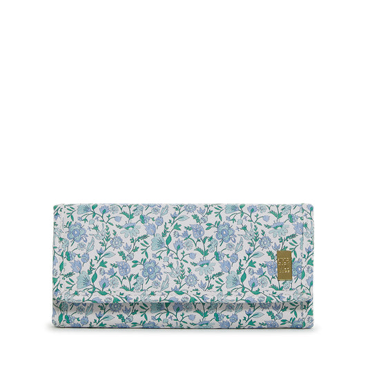 LUXE JEWELRY WALLET - HAMPTONS FLORAL with Chambray Pinstripe Liner