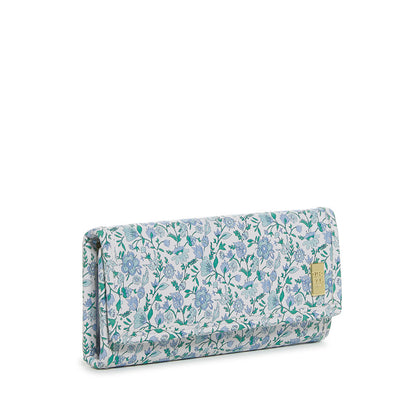 LUXE JEWELRY WALLET - HAMPTONS FLORAL with Chambray Pinstripe Liner