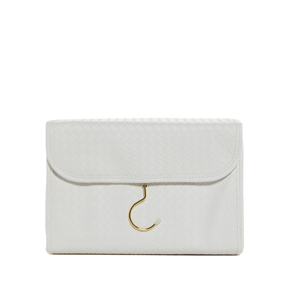 LUXE Hanging Toiletry case - WOVEN BRIDAL WHITE