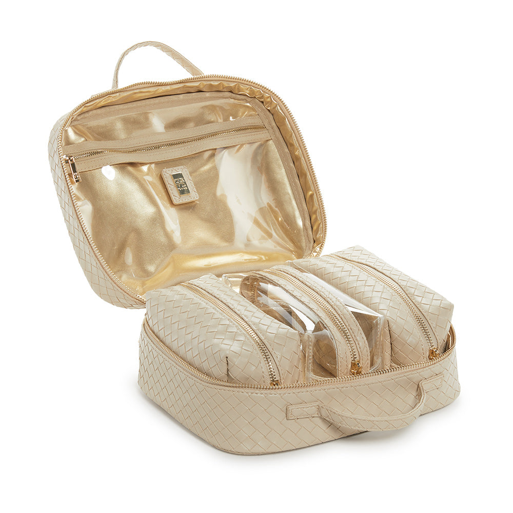 LUXE TRVL2 Cosmetic Toiletry Case - WOVEN BISQUE